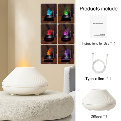 Volcanic Aroma Diffuser Essential Oil Lamp 130Ml USB Portable Air Humidifier with Color Flame Night Light
